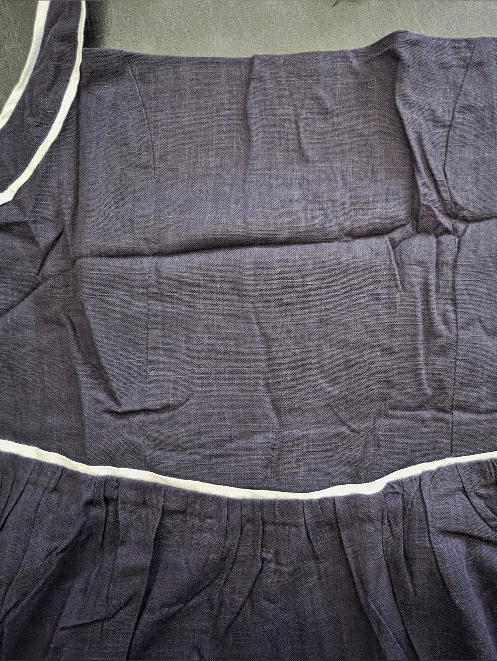 NWT - White Closet Linen Blend Navy Contrast Trim Halter Midi Dress - Size 14 - Picture 10 of 14